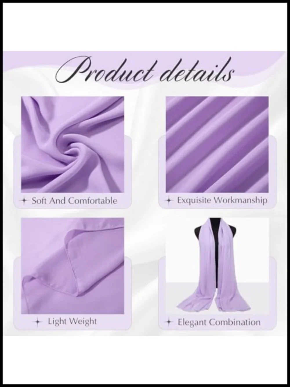 6 Soft Chiffon Scarves Shawls Wraps 79x28 Women Dress Shawl Evening Wedding